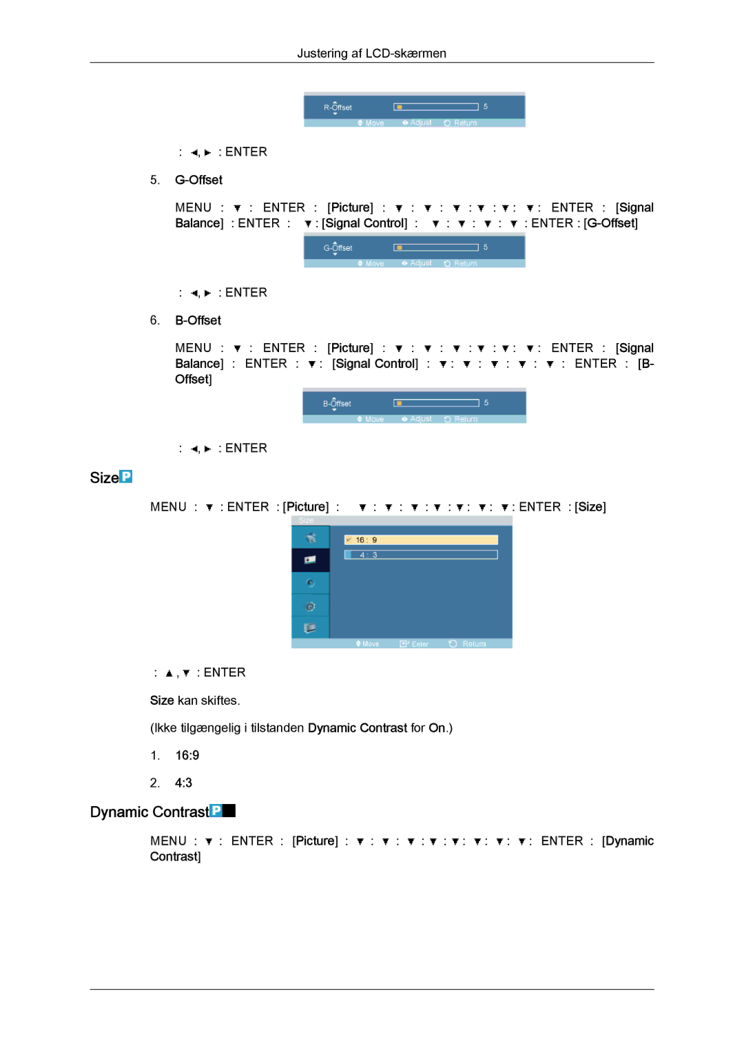 Samsung LH46OUTQGF/EN manual Size, Dynamic Contrast 