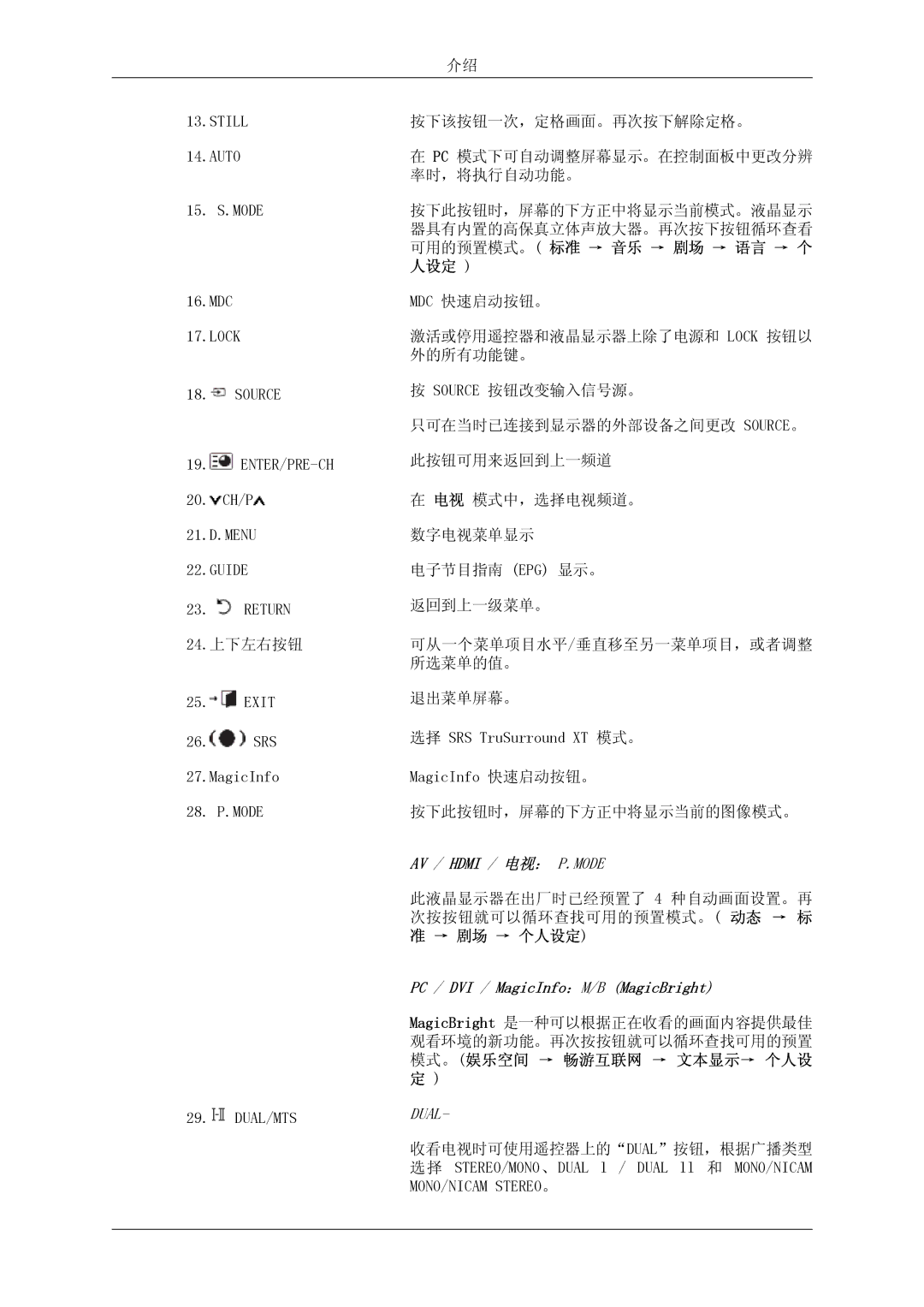 Samsung LH46OUTQGF/EN manual → 剧场 → 个人设定, 模式。娱乐空间 → 畅游互联网 → 文本显示→ 个人设 