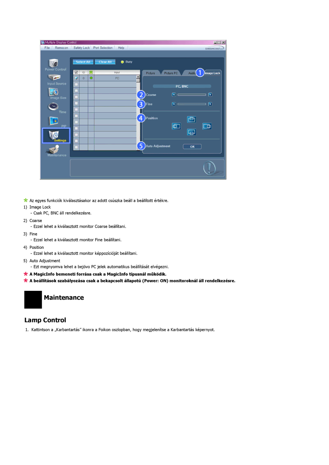 Samsung LH46OUTQGF/EN manual Maintenance Lamp Control 