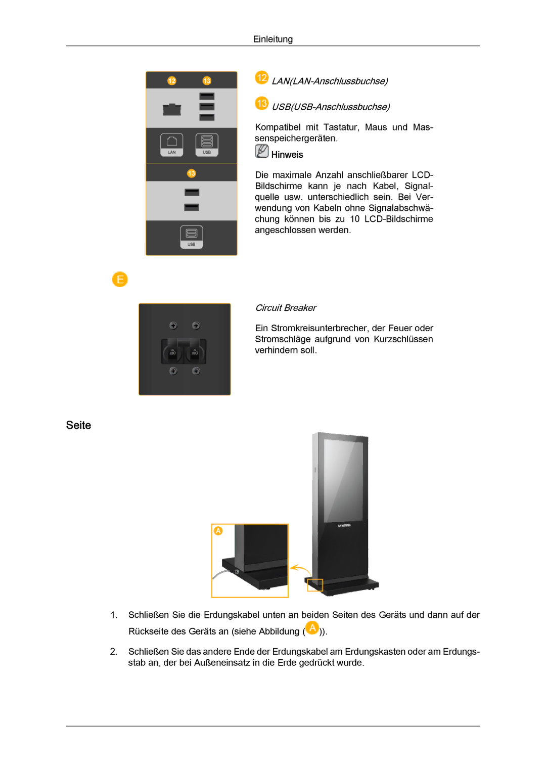 Samsung LH46OUTQGW/EN, LH46OUTQGF/EN manual Seite, Circuit Breaker 