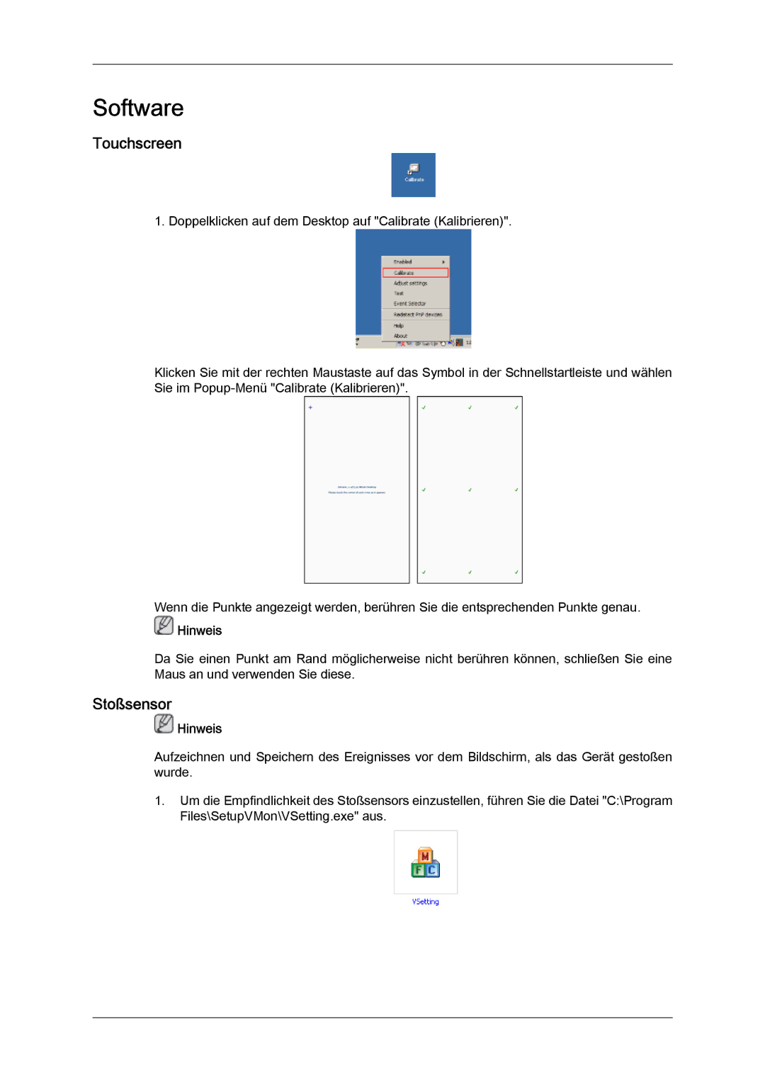 Samsung LH46OUTQGF/EN, LH46OUTQGW/EN manual Touchscreen, Stoßsensor 