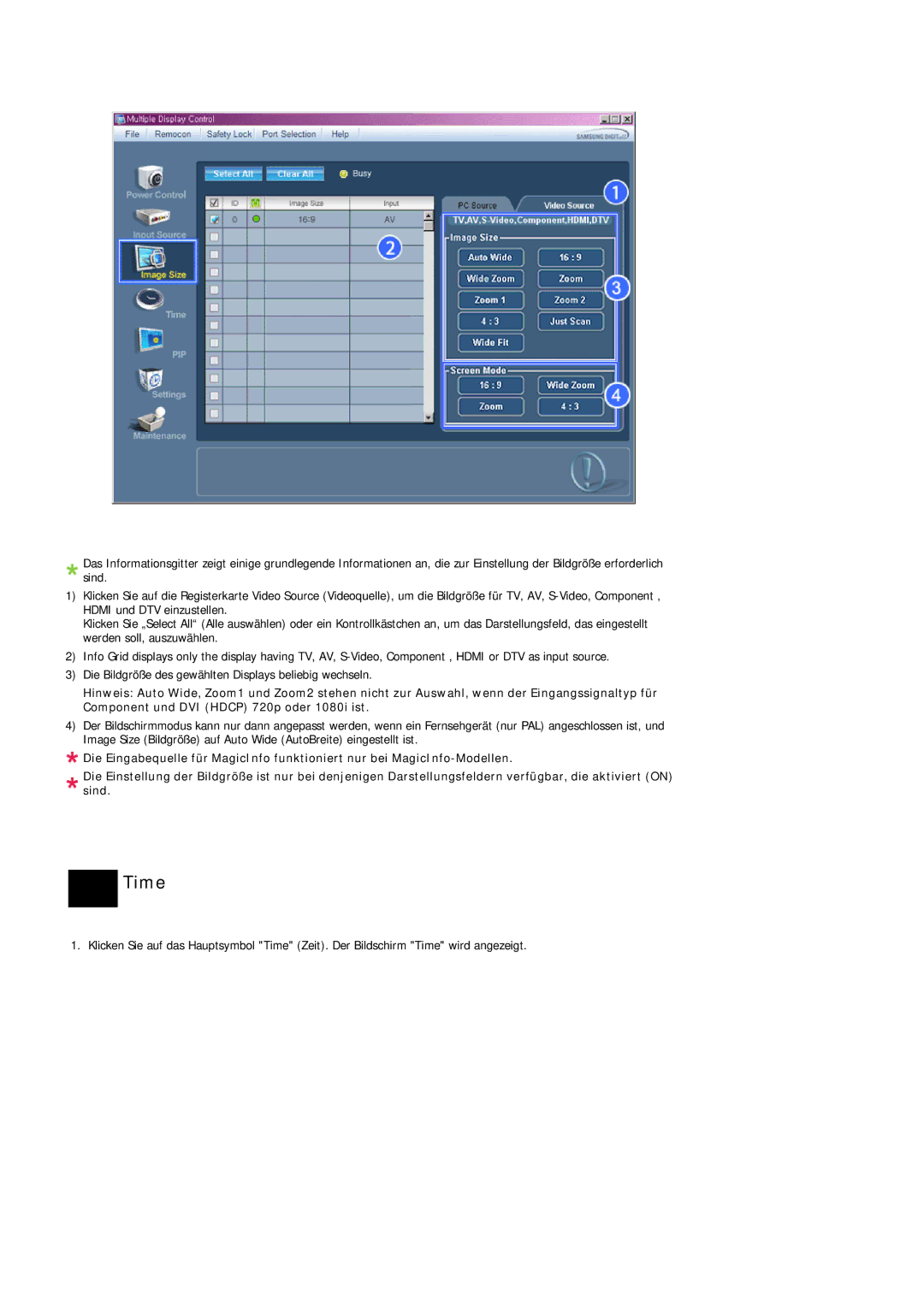 Samsung LH46OUTQGF/EN, LH46OUTQGW/EN manual Time 