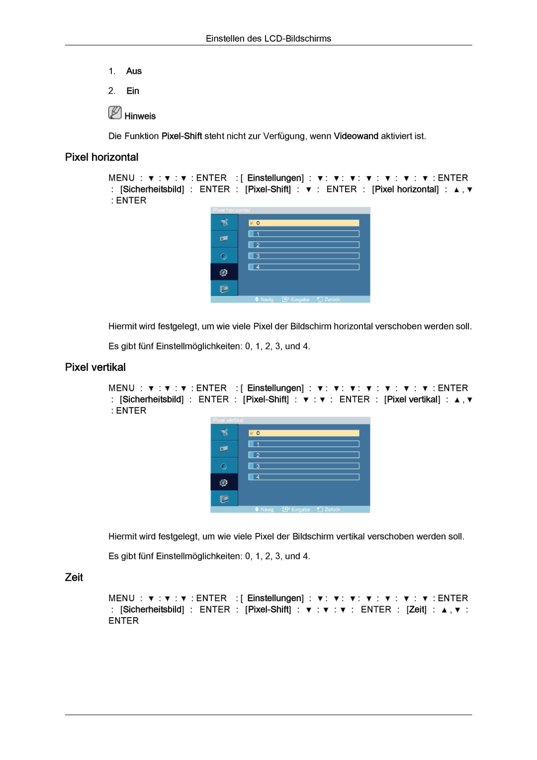 Samsung LH46OUTQGW/EN, LH46OUTQGF/EN manual Pixel horizontal, Pixel vertikal 