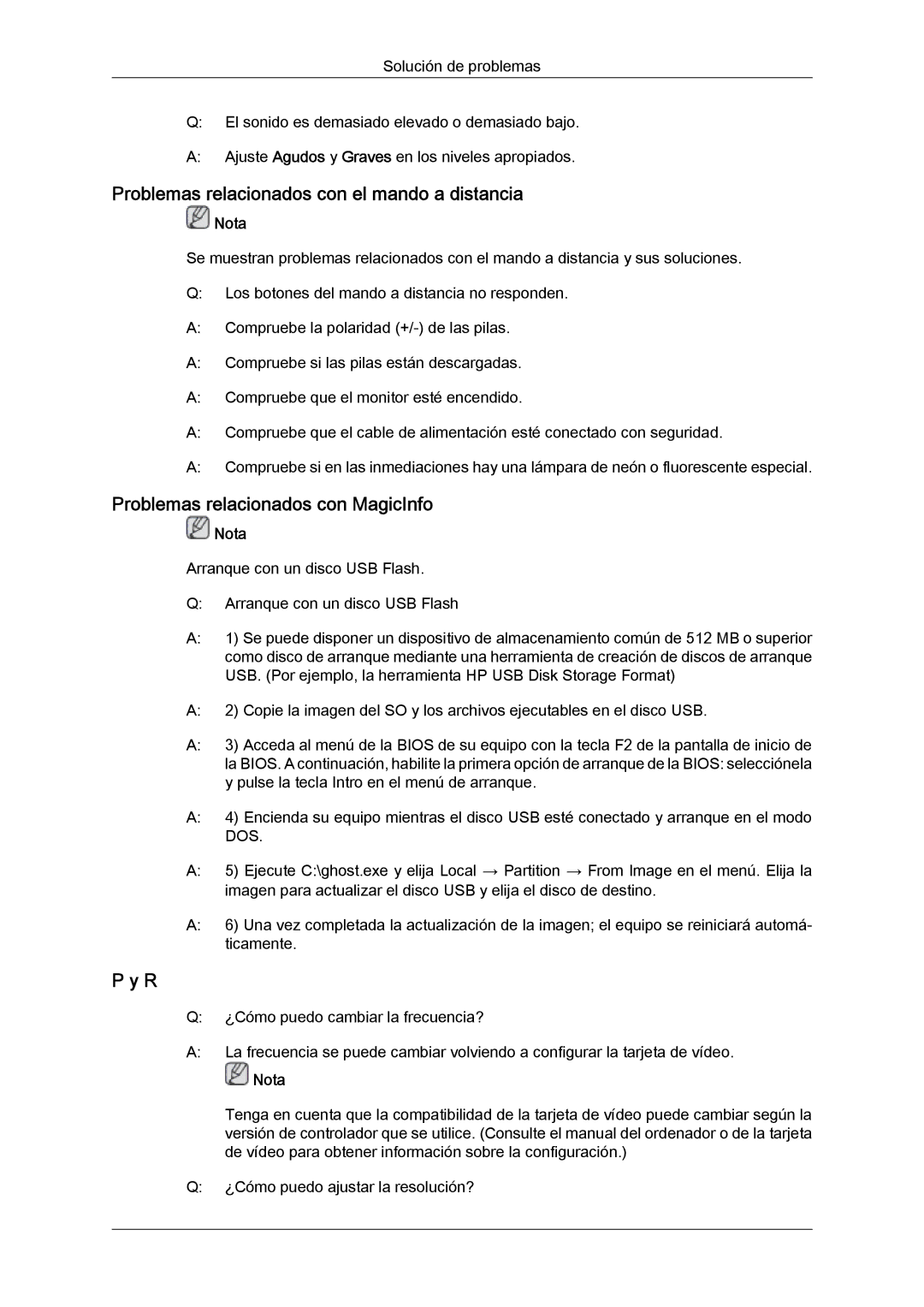 Samsung LH46OUTQGW/EN, LH46OUTQGF/EN Problemas relacionados con el mando a distancia, Problemas relacionados con MagicInfo 