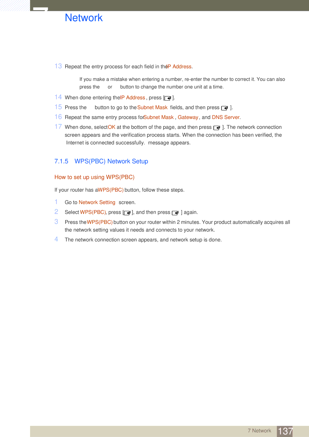 Samsung LH46SLBPLBC/NG, LH46SLBPLBC/EN, LH46SLBPLBC/XJ manual Network 