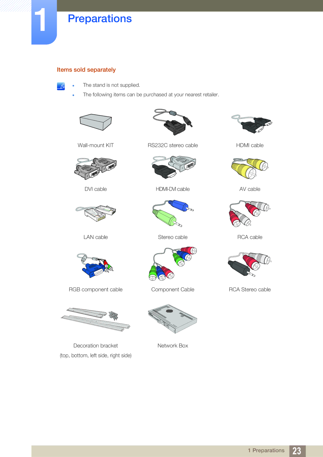 Samsung LH46SLBPLBC/NG, LH46SLBPLBC/EN, LH46SLBPLBC/XJ manual Items sold separately 