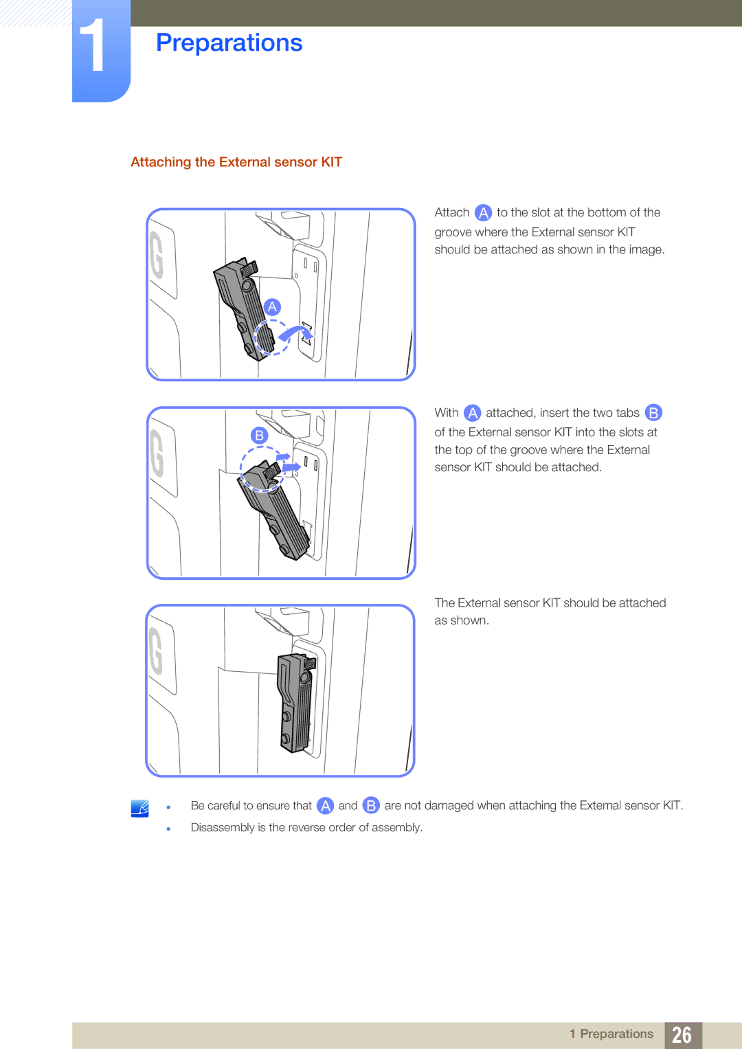 Samsung LH46SLBPLBC/NG, LH46SLBPLBC/EN, LH46SLBPLBC/XJ manual Attaching the External sensor KIT 