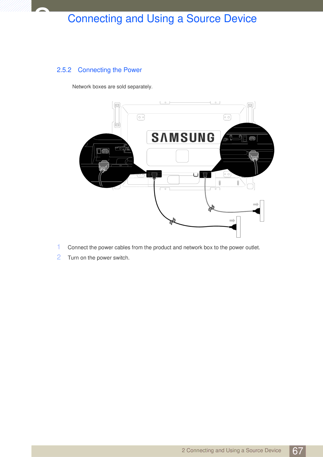 Samsung LH46SLBPLBC/XJ, LH46SLBPLBC/EN, LH46SLBPLBC/NG manual Connecting the Power 