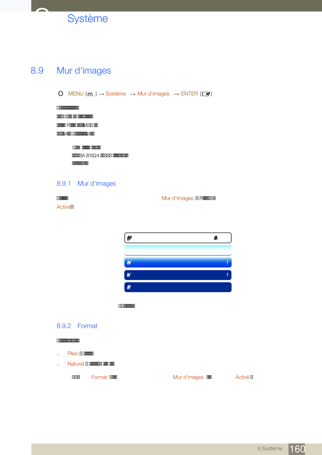 Samsung LH46SLBPLBC/EN manual Format, Menu m Système Mur dimages Enter 