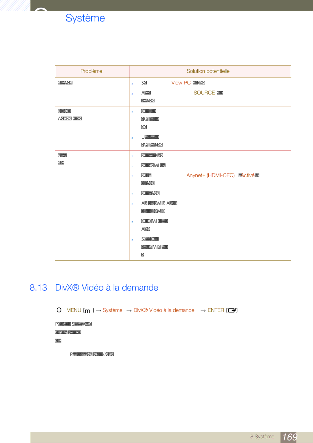 Samsung LH46SLBPLBC/EN manual Menu m Système DivX Vidéo à la demande Enter 