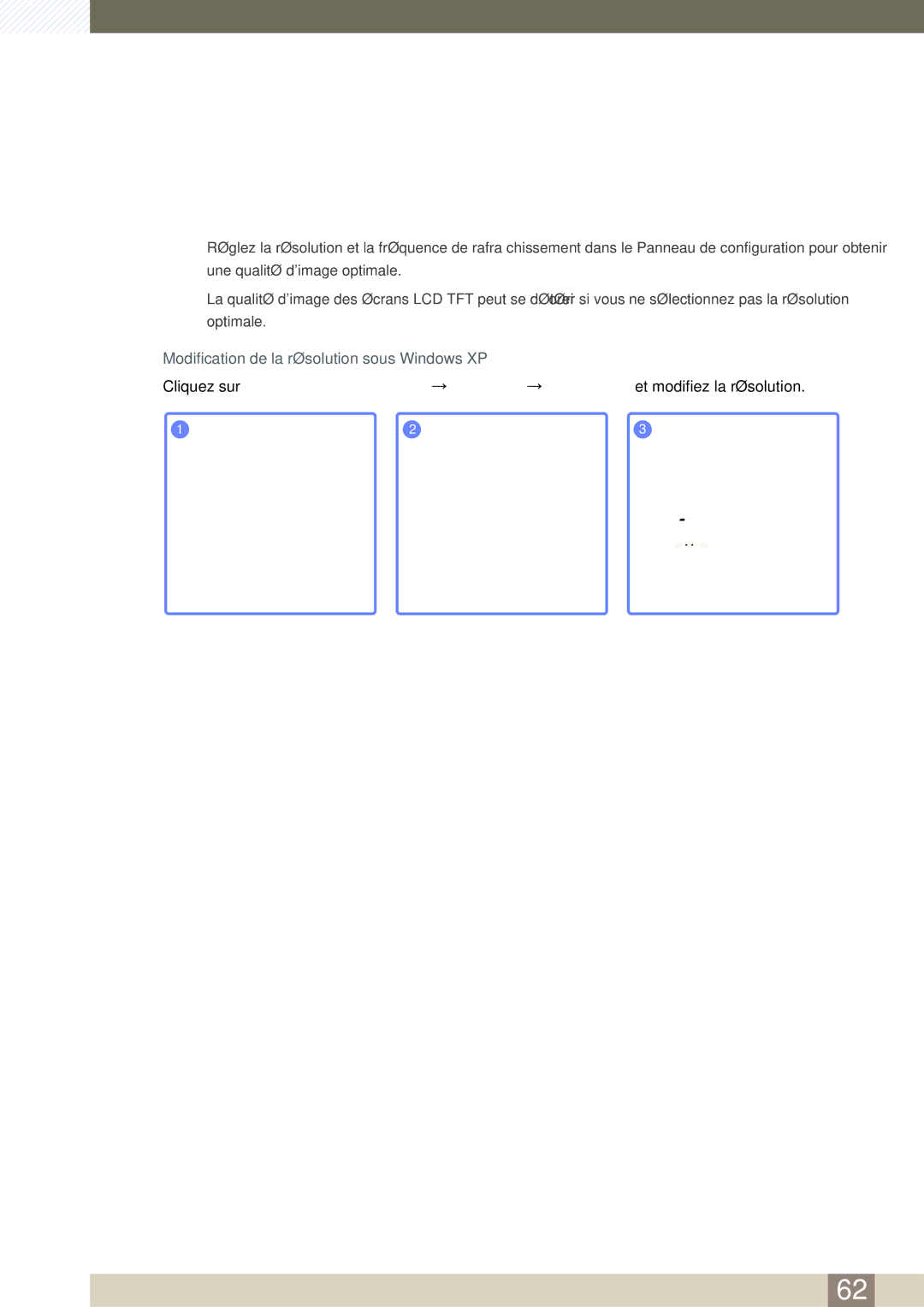 Samsung LH46SLBPLBC/EN manual Modification de la résolution sous Windows XP 