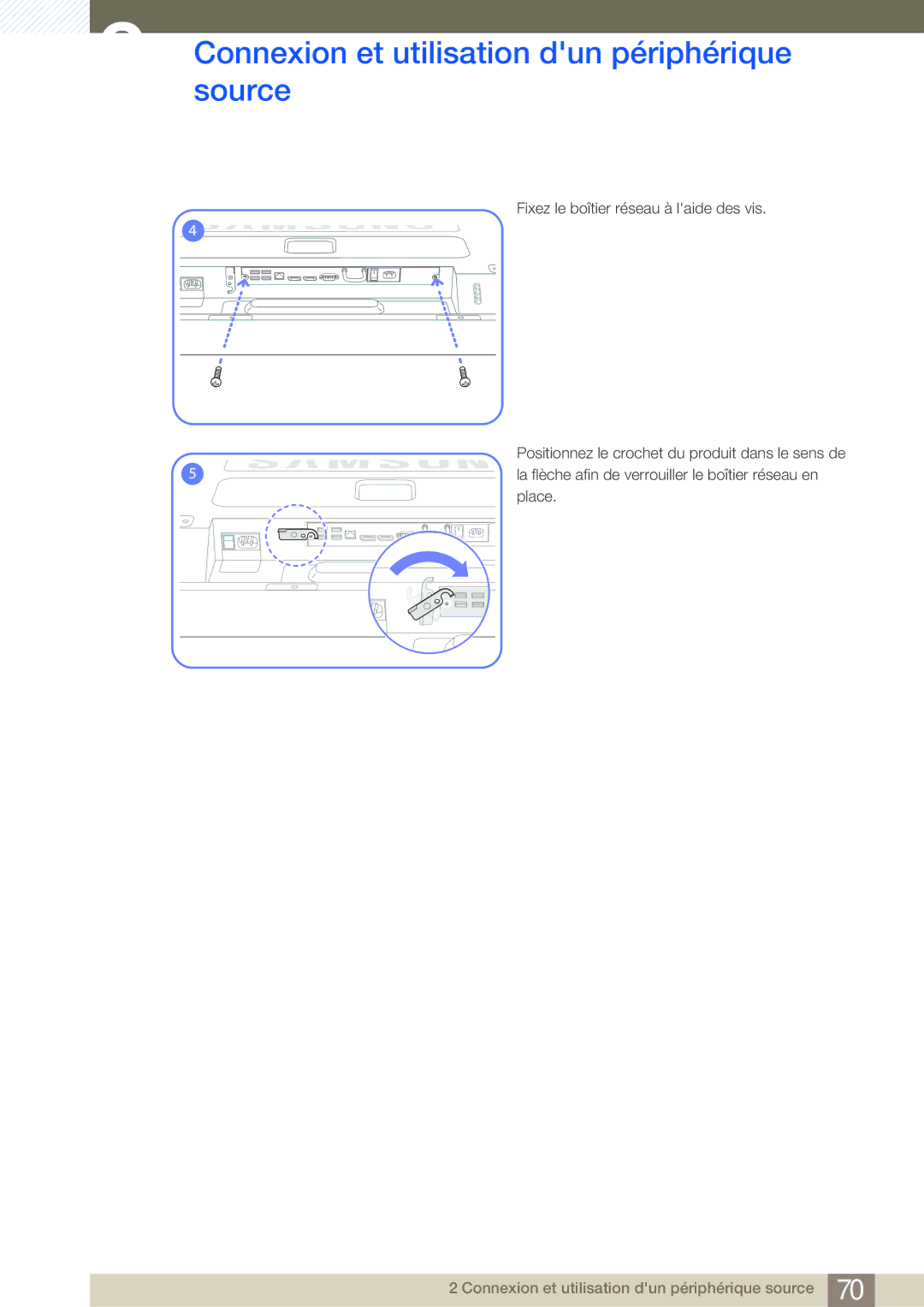 Samsung LH46SLBPLBC/EN manual Connexionsource et utilisation dun périphérique 