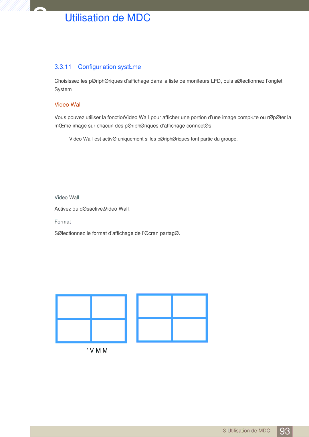 Samsung LH46SLBPLBC/EN manual Configuration système, Video Wall, Format 