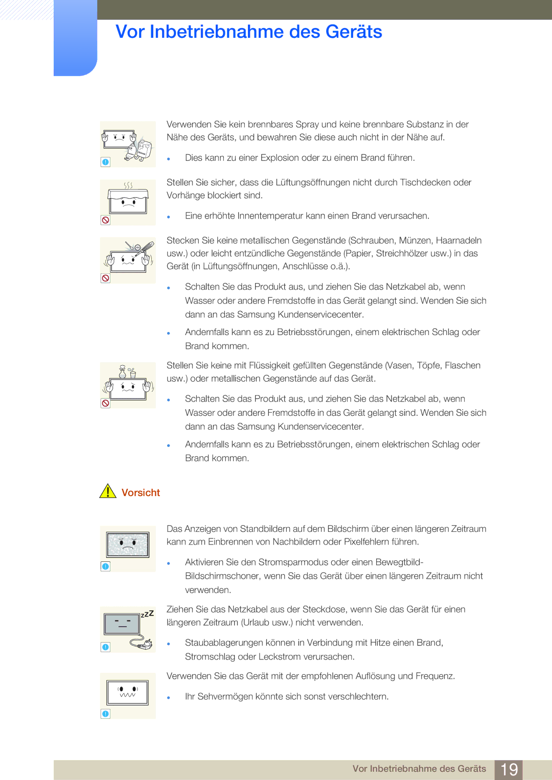 Samsung LH46SLBPLBC/EN manual Dies kann zu einer Explosion oder zu einem Brand führen 