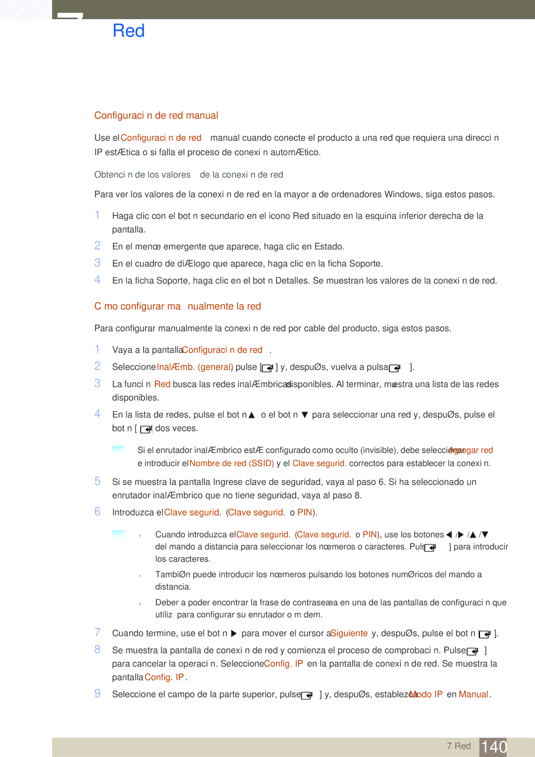 Samsung LH46SLBPLBC/EN Cómo configurar manualmente la red, Introduzca el Clave segurid. Clave segurid. o PIN 