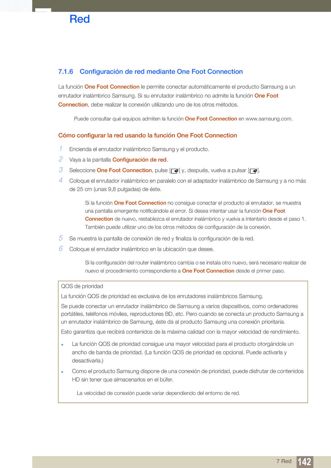 Samsung LH46SLBPLBC/EN manual Configuración de red mediante One Foot Connection 