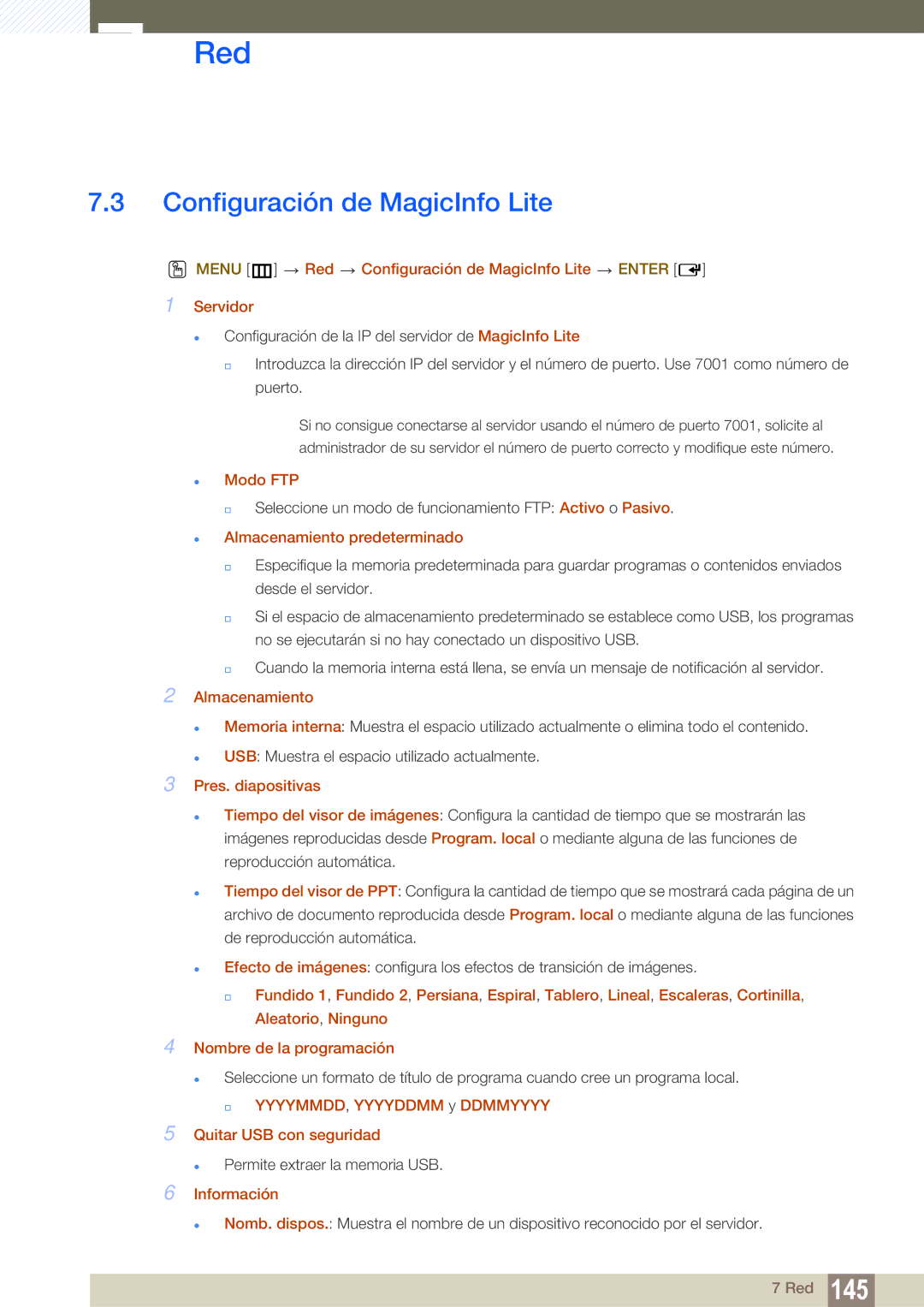 Samsung LH46SLBPLBC/EN manual Configuración de MagicInfo Lite 