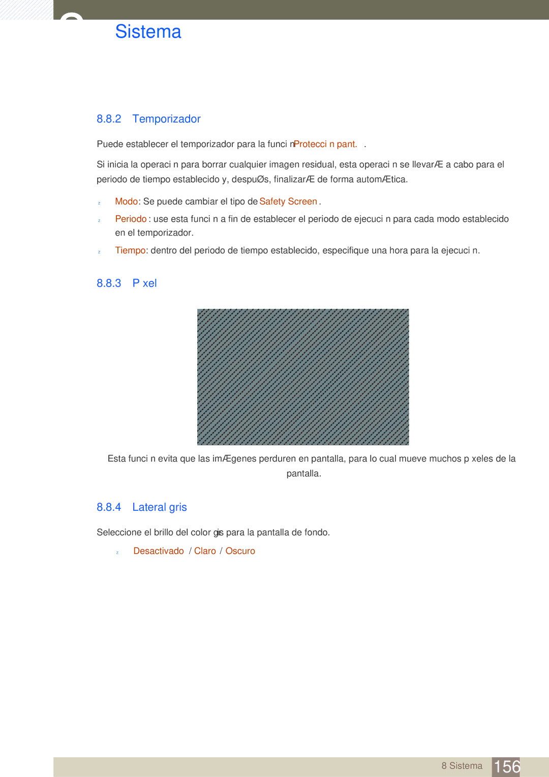 Samsung LH46SLBPLBC/EN manual 3 Píxel, Lateral gris, Desactivado / Claro / Oscuro 