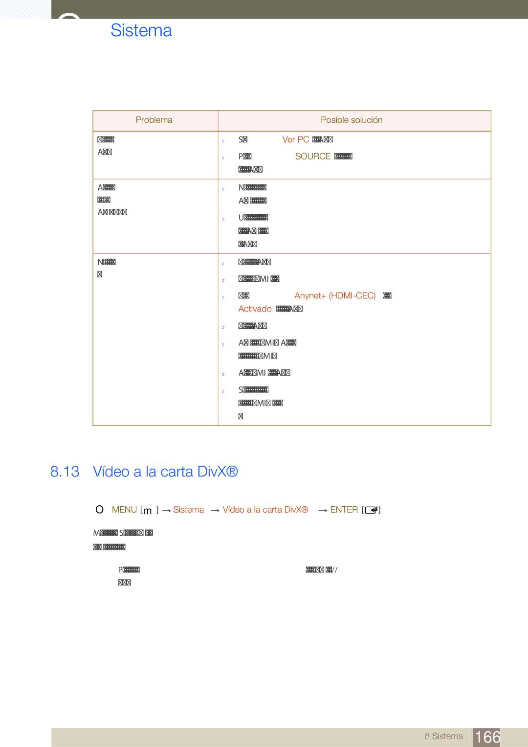 Samsung LH46SLBPLBC/EN manual 13 Vídeo a la carta DivX, Menu m Sistema Vídeo a la carta DivX Enter 