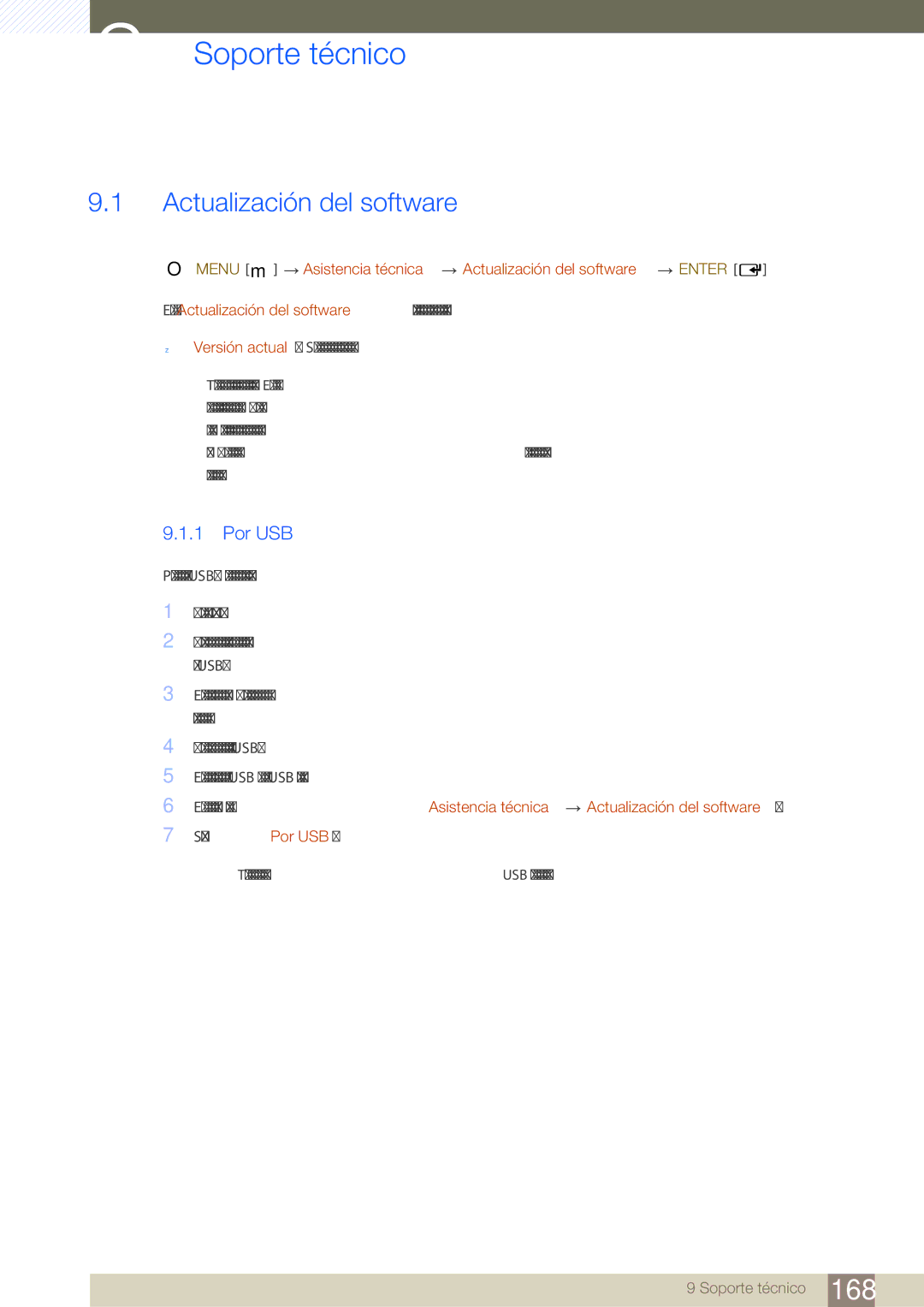 Samsung LH46SLBPLBC/EN manual Soporte técnico, Actualización del software, Por USB 