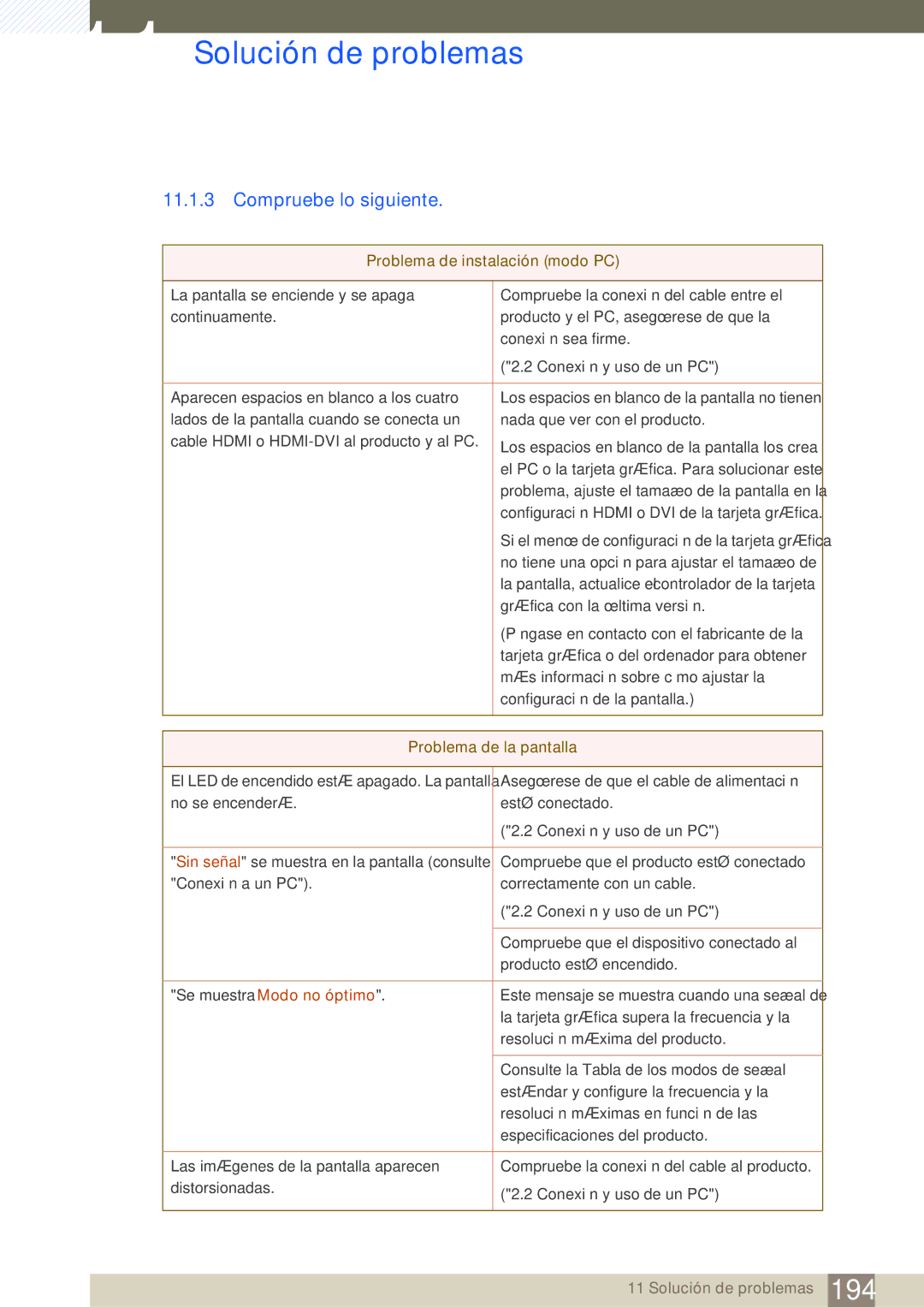 Samsung LH46SLBPLBC/EN manual Compruebe lo siguiente, Problema de instalación modo PC 