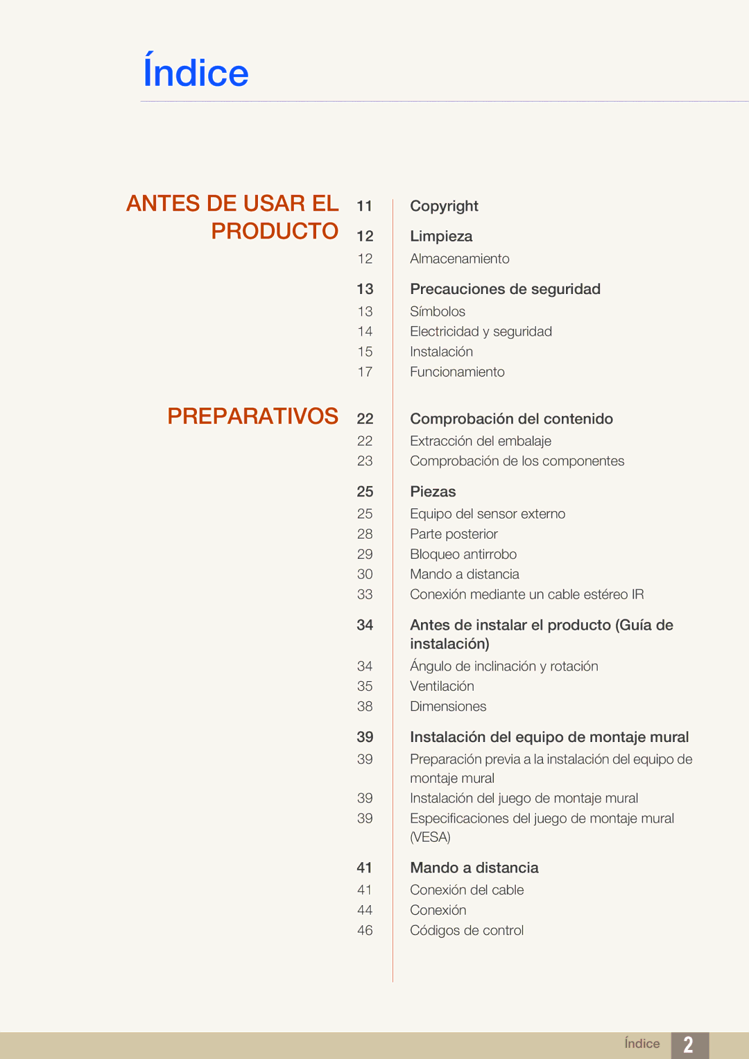 Samsung LH46SLBPLBC/EN manual Índice 