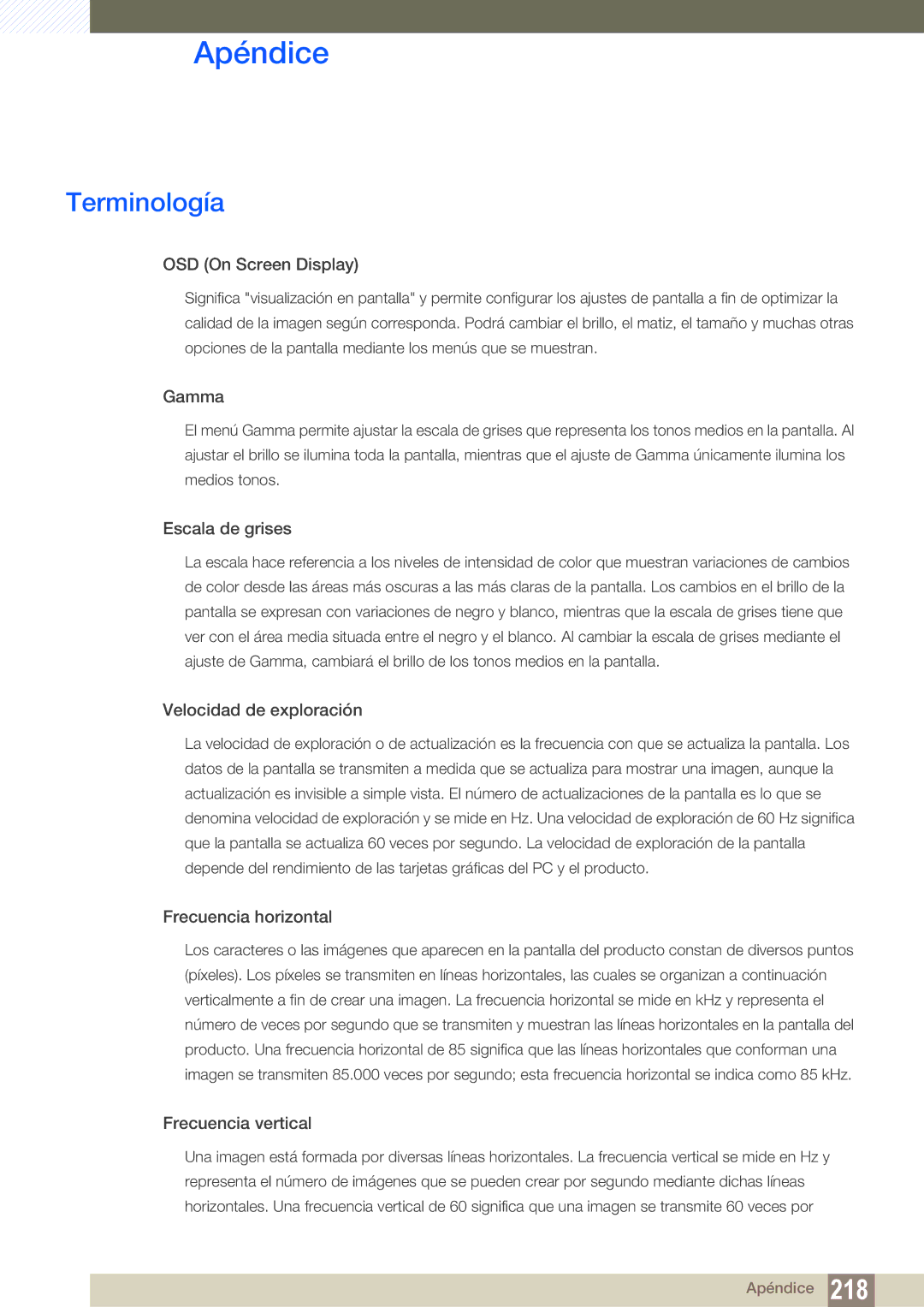 Samsung LH46SLBPLBC/EN manual Terminología, OSD On Screen Display 