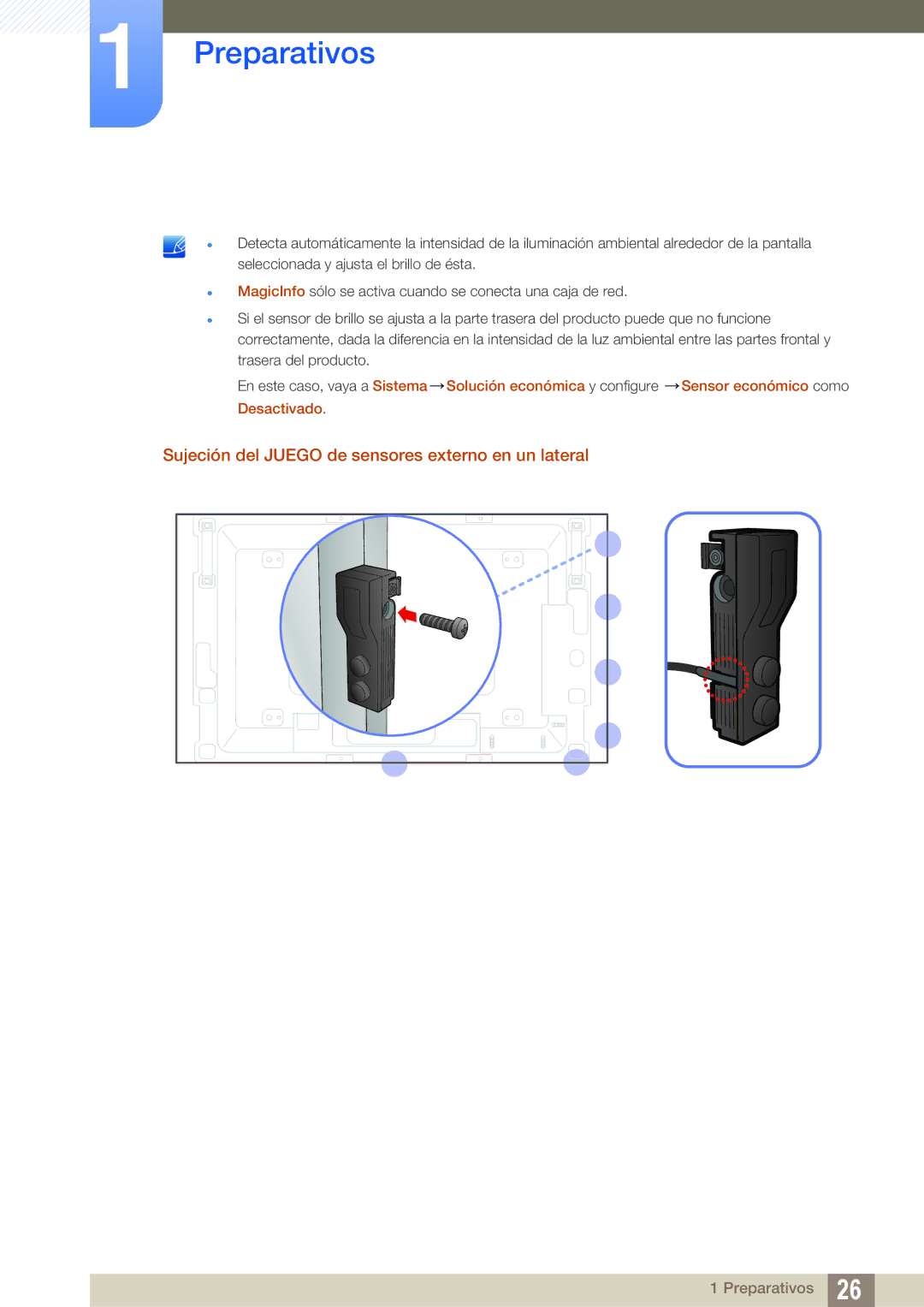 Samsung LH46SLBPLBC/EN manual Sujeción del Juego de sensores externo en un lateral 