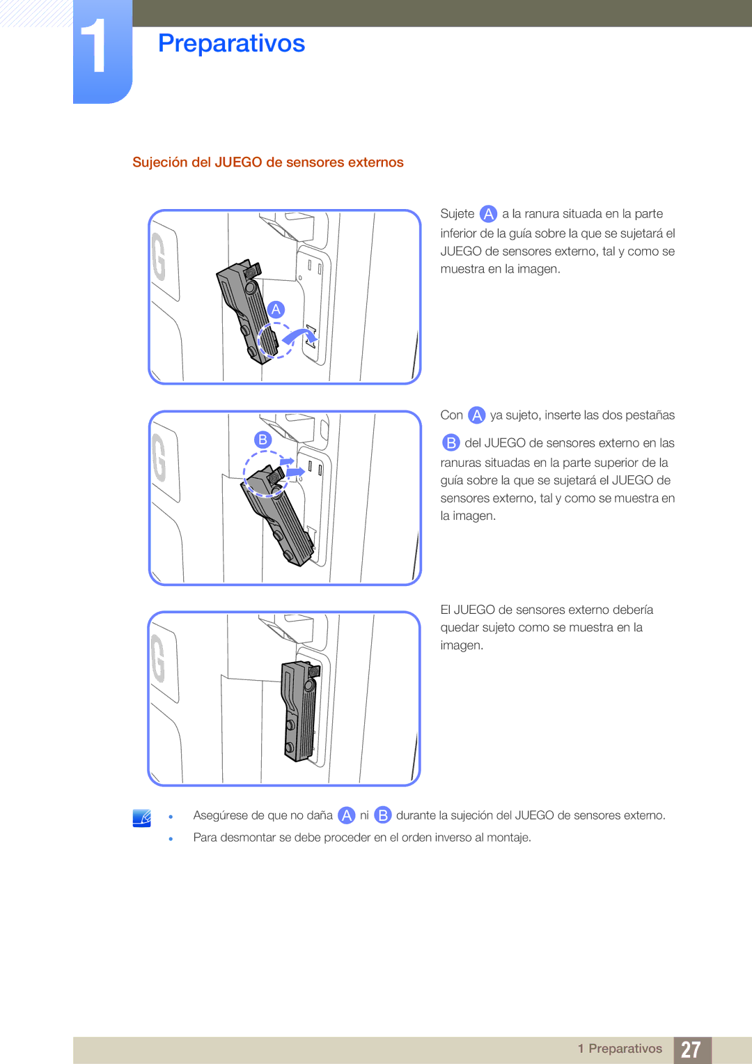 Samsung LH46SLBPLBC/EN manual Sujeción del Juego de sensores externos 