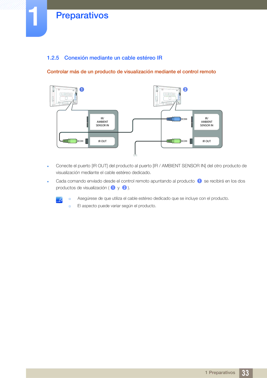 Samsung LH46SLBPLBC/EN manual Conexión mediante un cable estéreo IR 