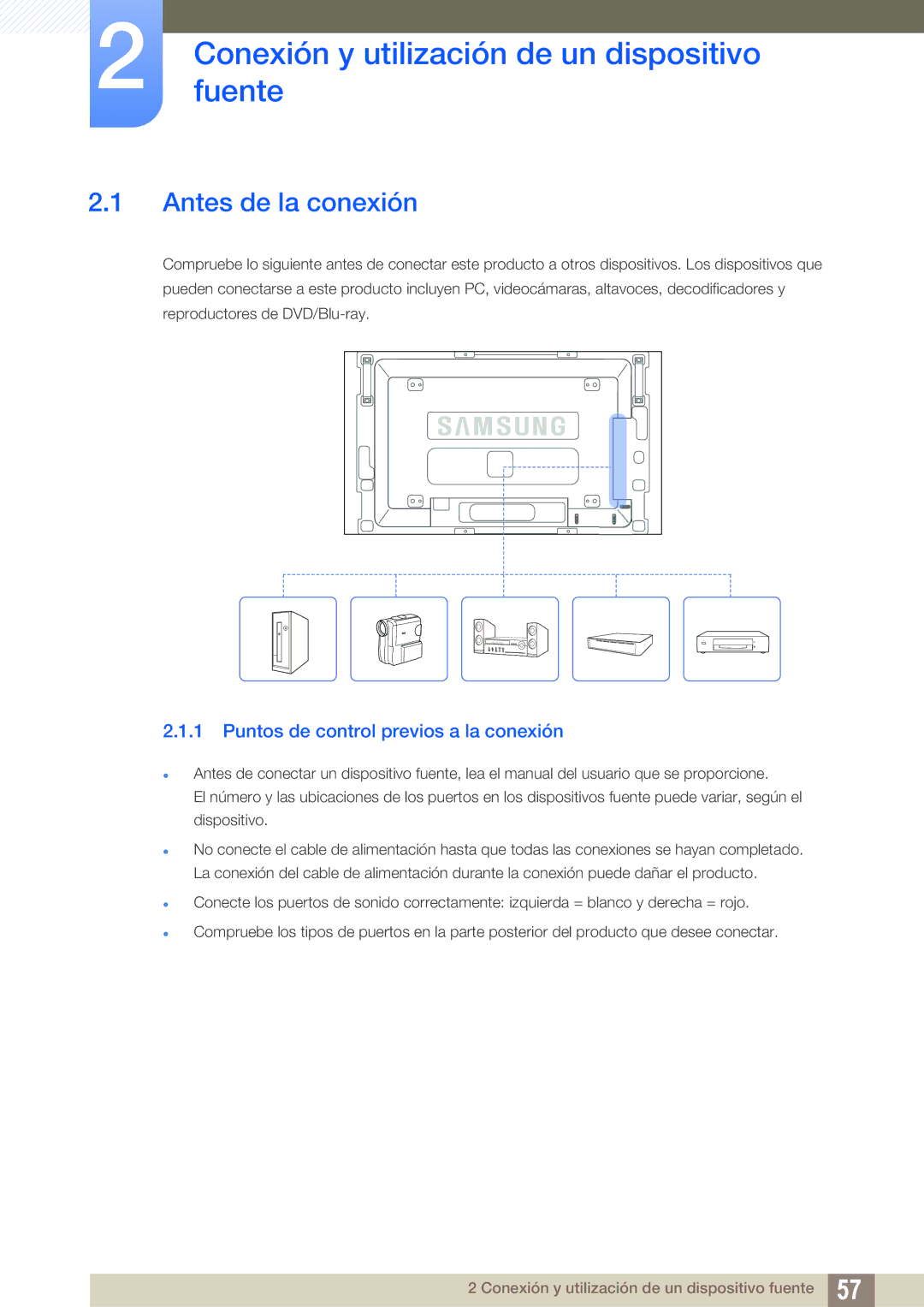 Samsung LH46SLBPLBC/EN manual Conexiónfuente y utilización de un dispositivo, Antes de la conexión 