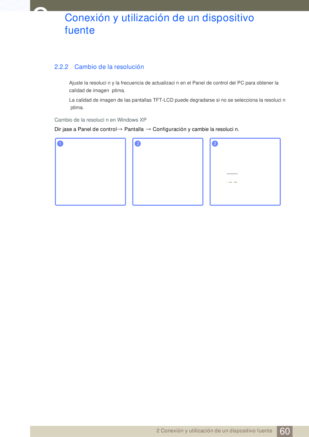 Samsung LH46SLBPLBC/EN manual Cambio de la resolución en Windows XP 