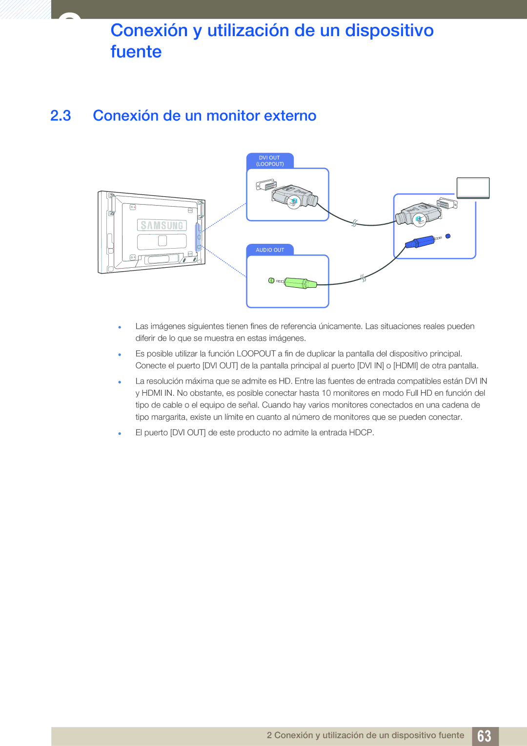 Samsung LH46SLBPLBC/EN manual Conexión de un monitor externo 