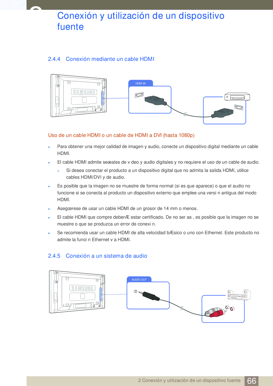 Samsung LH46SLBPLBC/EN manual Conexión mediante un cable Hdmi, Conexión a un sistema de audio 