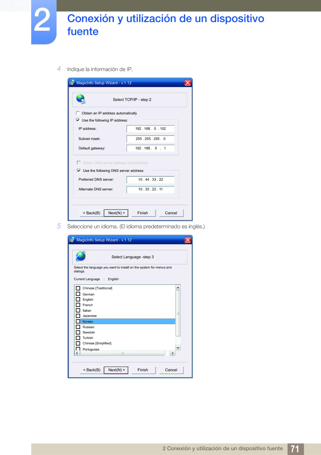 Samsung LH46SLBPLBC/EN manual Indique la información de IP 