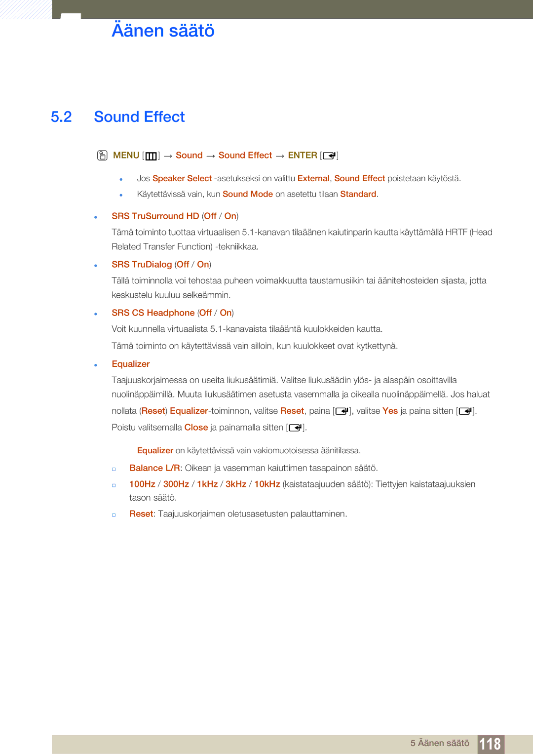 Samsung LH46SLBPLBC/EN manual Sound Effect 