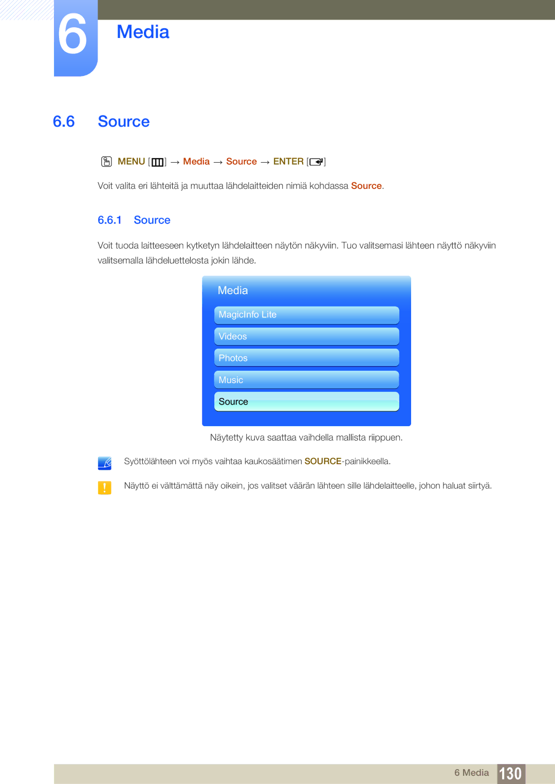 Samsung LH46SLBPLBC/EN manual Menu m Media Source Enter 