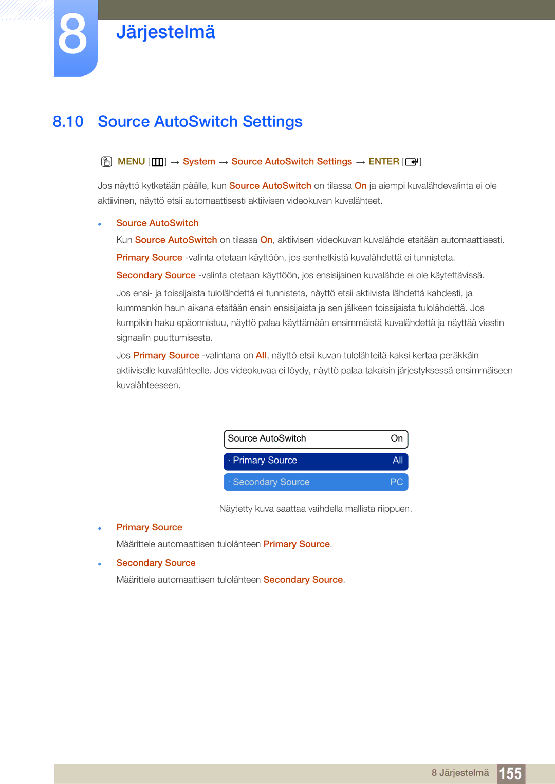 Samsung LH46SLBPLBC/EN manual Source AutoSwitch Settings 