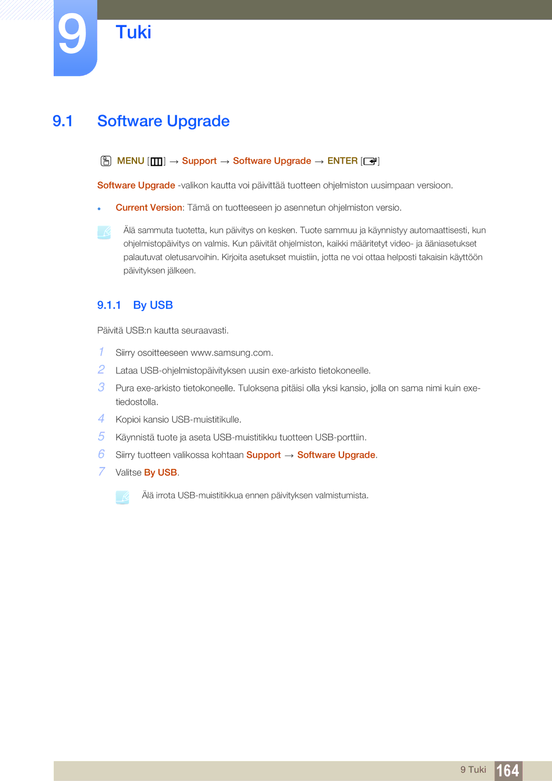 Samsung LH46SLBPLBC/EN manual Tuki, By USB, Menu m Support Software Upgrade Enter 