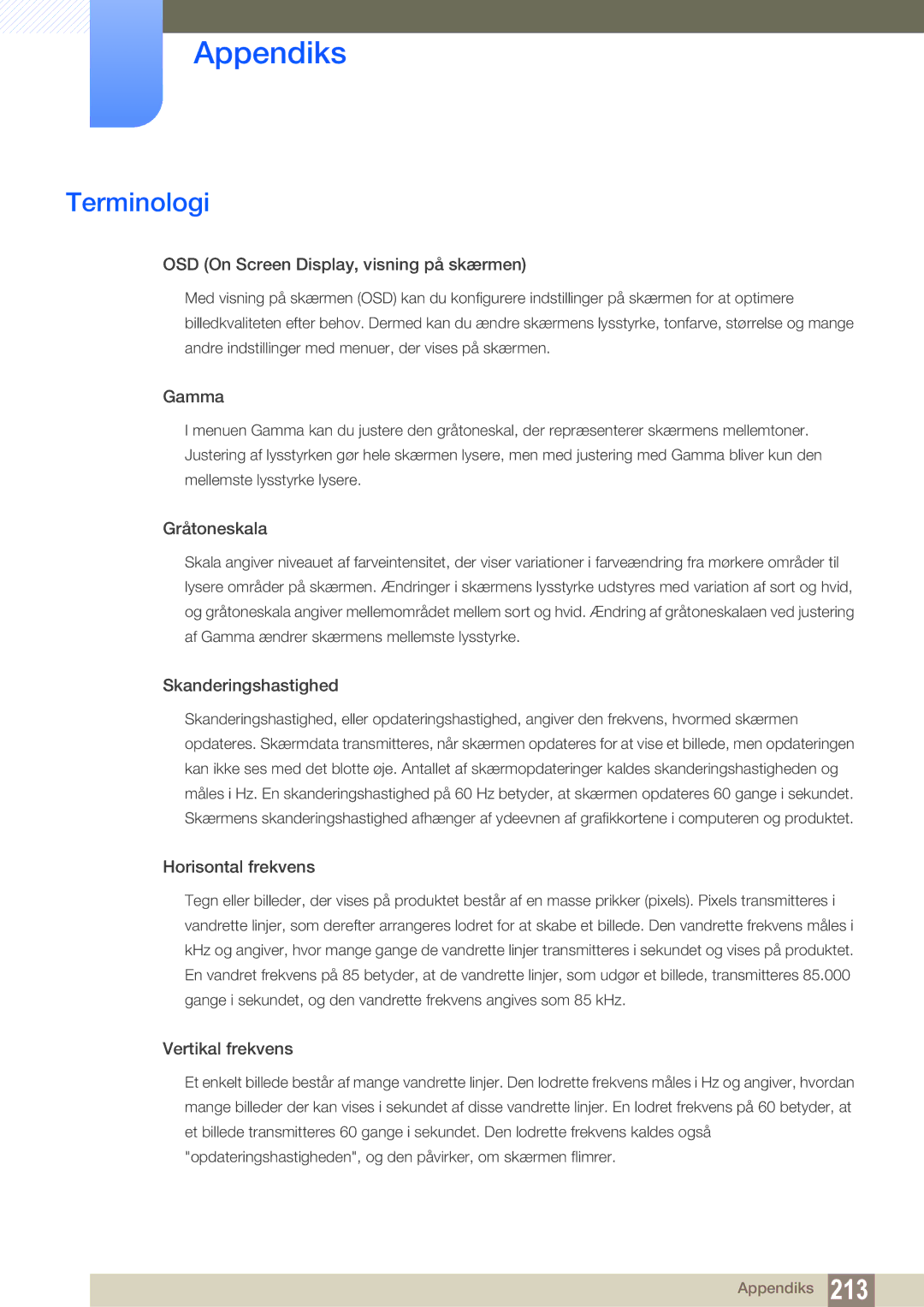 Samsung LH46SLBPLBC/EN manual Terminologi, OSD On Screen Display, visning på skærmen 