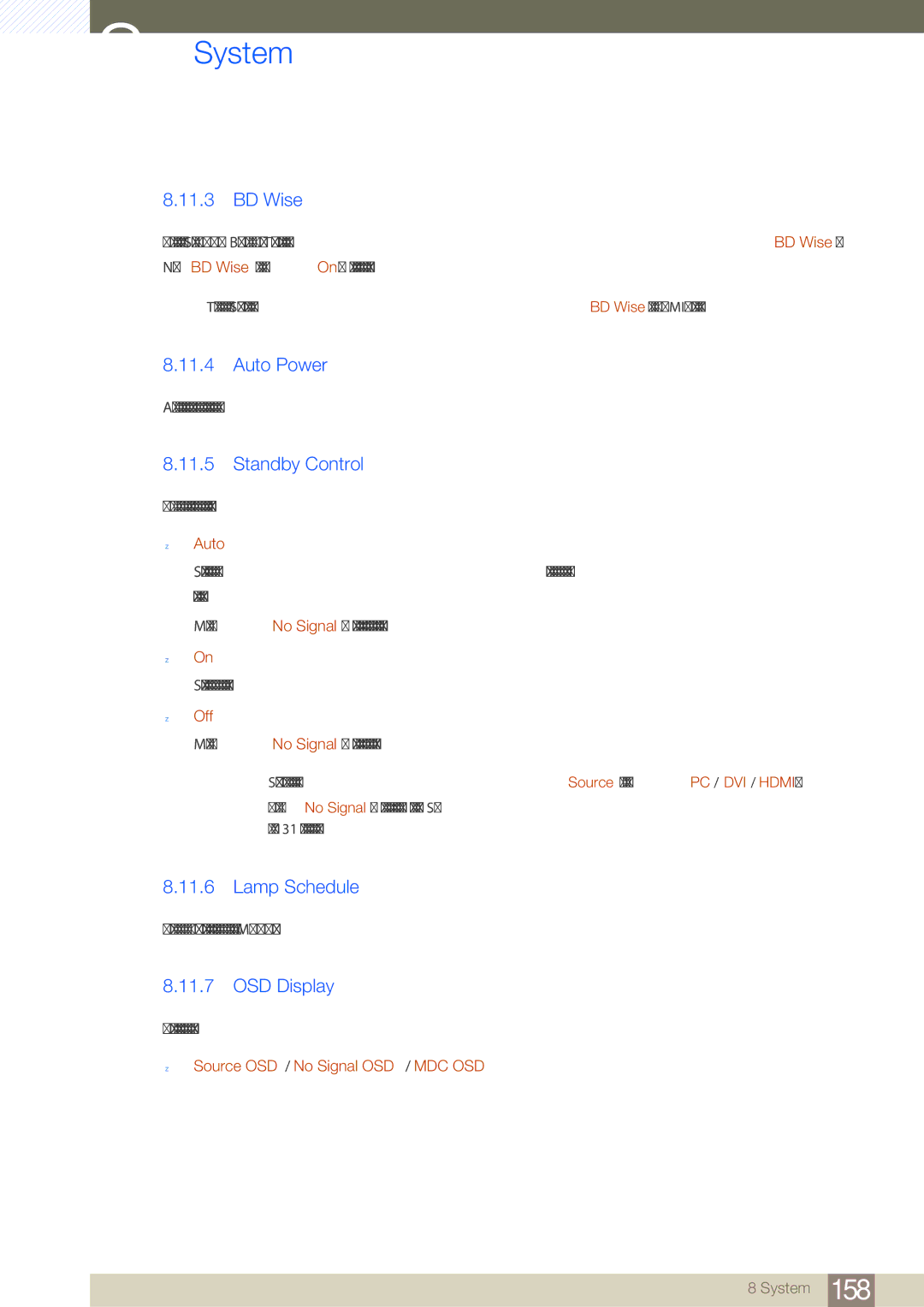 Samsung LH46SLBPLBC/EN manual BD Wise, Auto Power, Standby Control, Lamp Schedule, OSD Display 