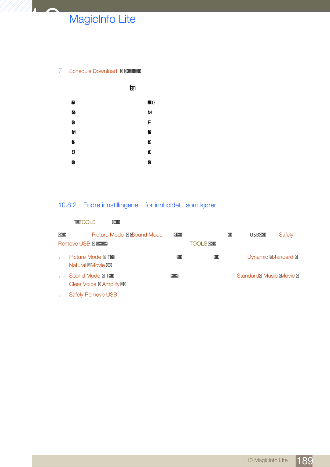 Samsung LH46SLBPLBC/EN manual Information, Endre innstillingene for innholdet som kjører 