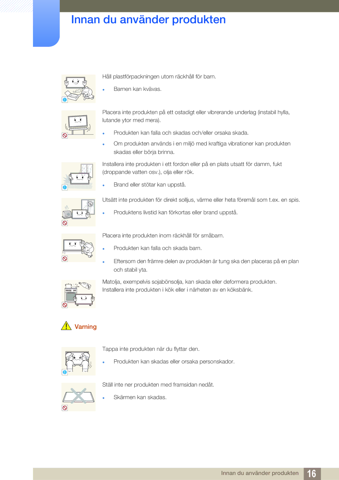 Samsung LH46SLBPLBC/EN manual Innan du använder produkten 