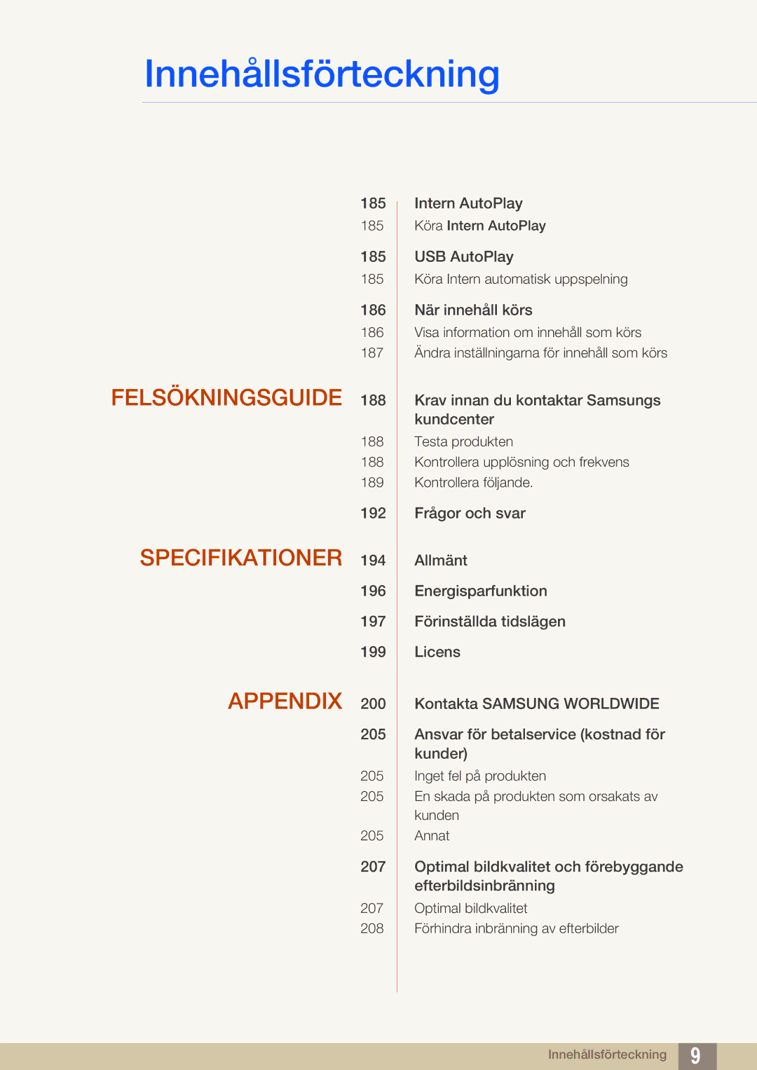 Samsung LH46SLBPLBC/EN manual Felsökningsguide 