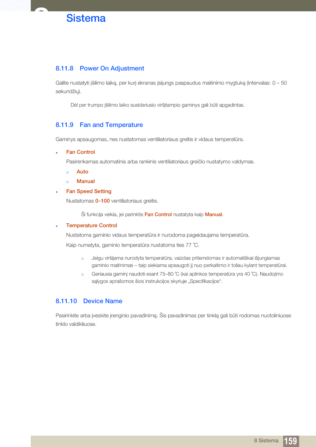 Samsung LH46SLBPLBC/EN manual Power On Adjustment, Fan and Temperature, Device Name 