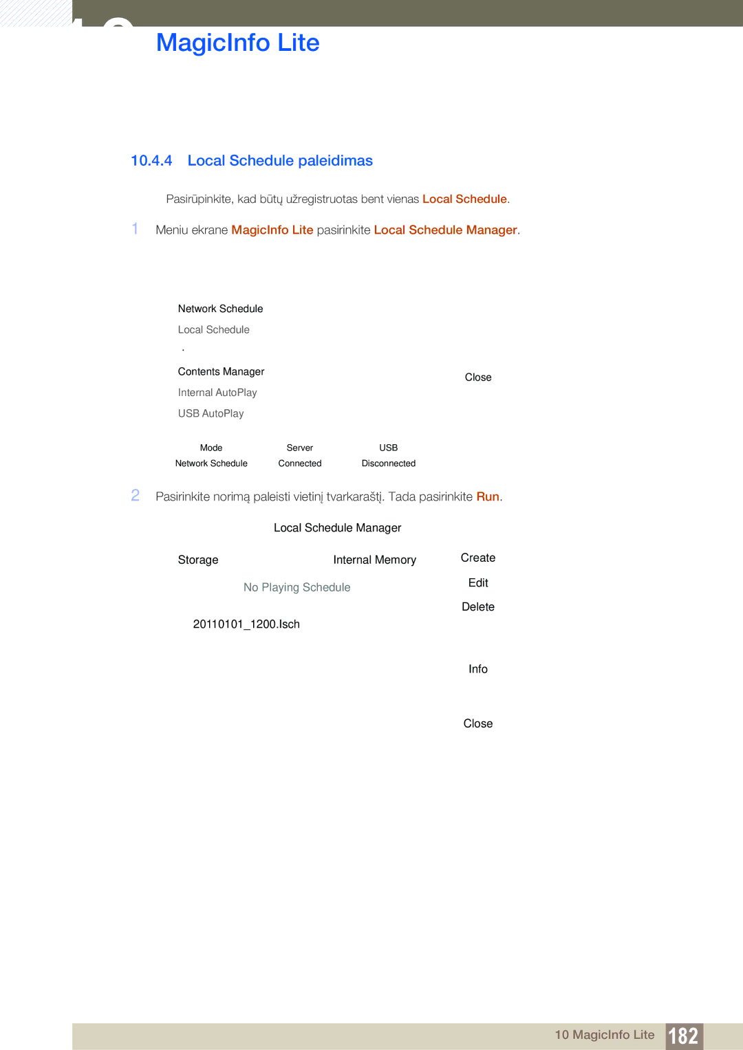 Samsung LH46SLBPLBC/EN manual Local Schedule paleidimas 