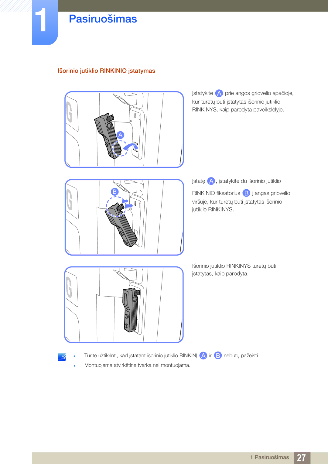 Samsung LH46SLBPLBC/EN manual Išorinio jutiklio Rinkinio įstatymas 