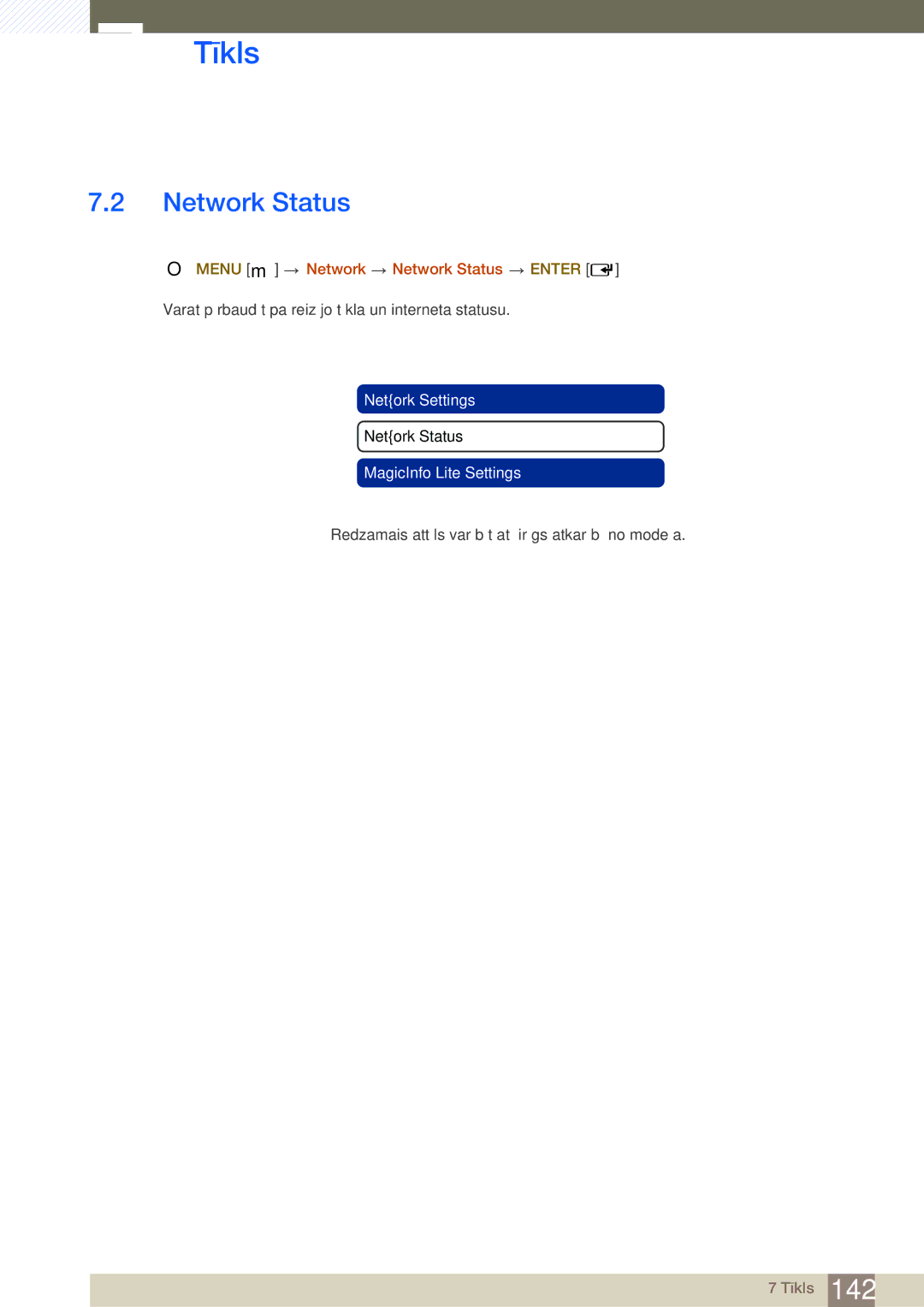 Samsung LH46SLBPLBC/EN manual Network Status 