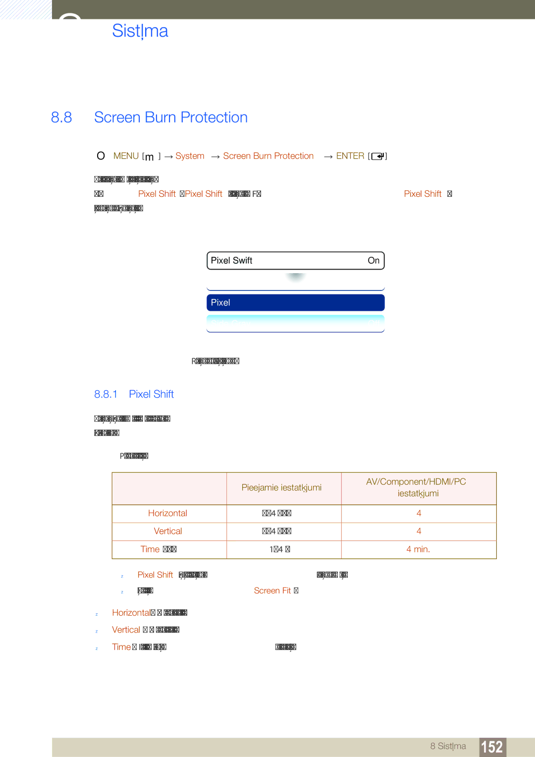 Samsung LH46SLBPLBC/EN manual Screen Burn Protection, Pixel Shift 