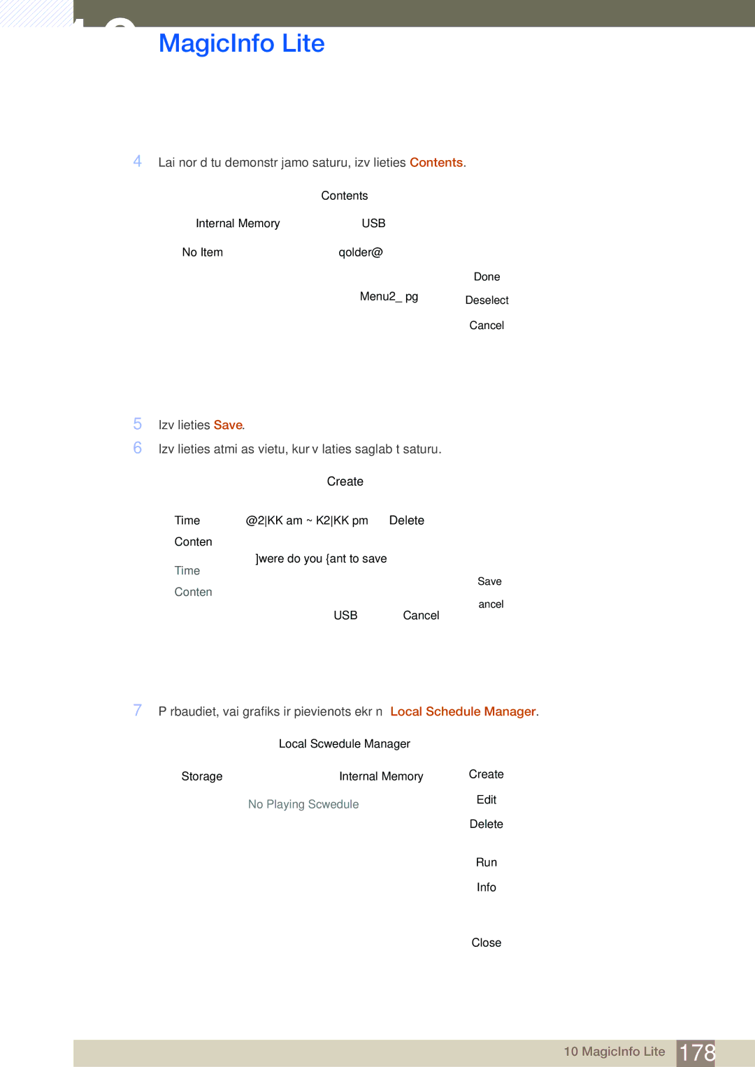 Samsung LH46SLBPLBC/EN manual Lai norādītu demonstrējamo saturu, izvēlieties Contents 